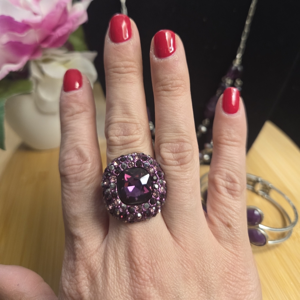 🌟BOGO Free🌟Elegant Purple & Silver Jewelry Set - Picture 7 of 7